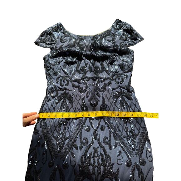 Adrianna Papell Navy Sequined Cocktail Dress - Size 4 - Picture 14 of 15